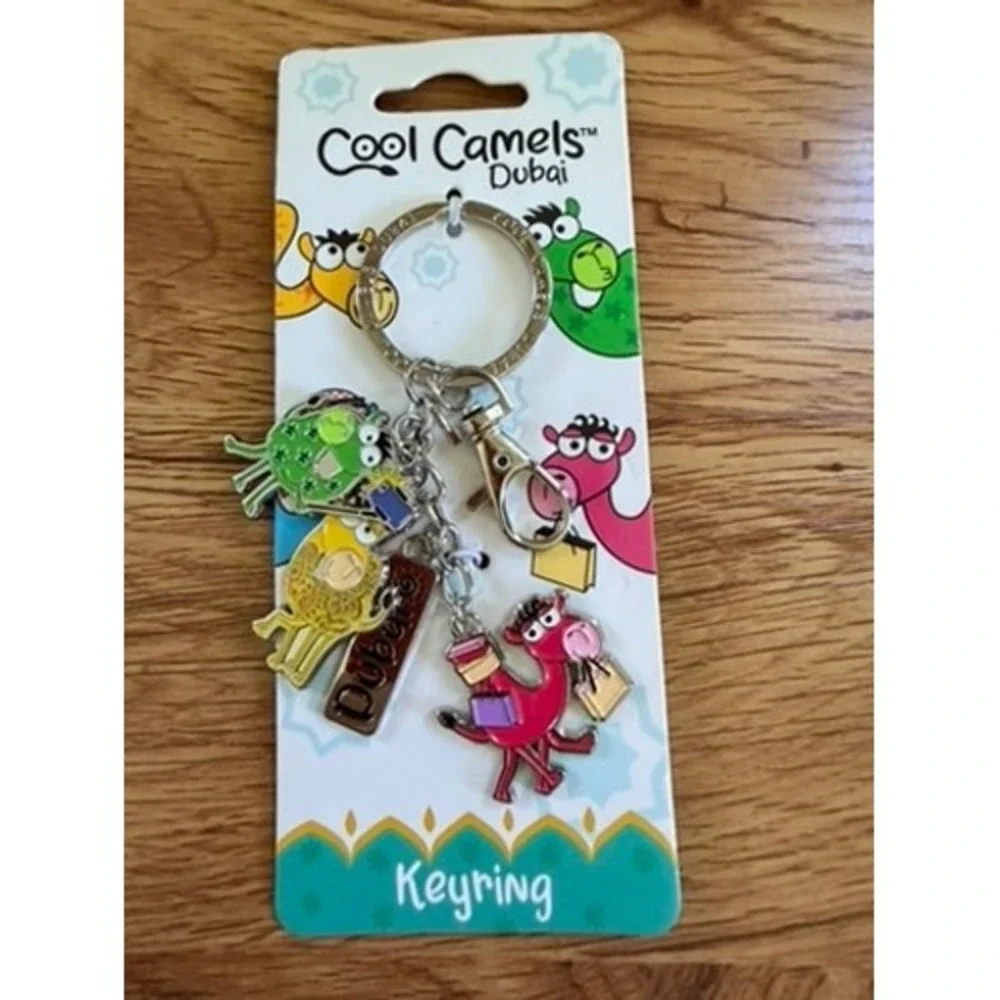 NWT Cool Camels Dubai Multi Charm Enamel Keyring Souvenir Lobster Clasp Multi